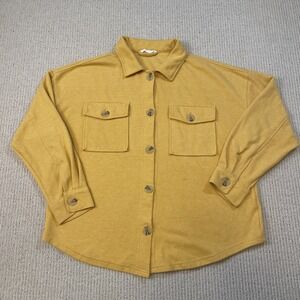 Hippie Rose Medium Soft Brushed Utility Jacket Shacket Yellow